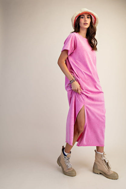 Easel Mineral Washed Maxi Dress in Orchid