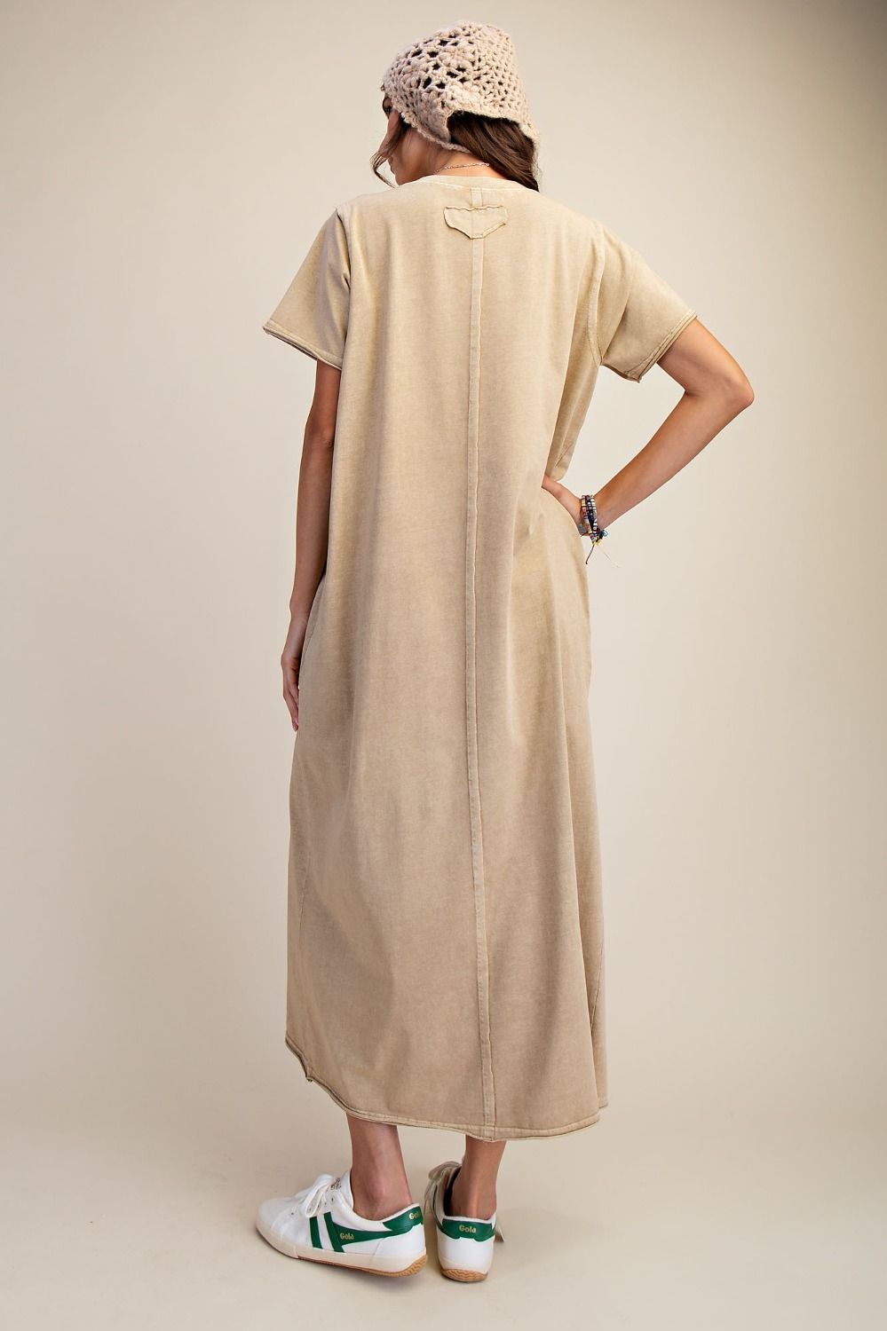 Easel Mineral Washed Maxi Dress in Toast