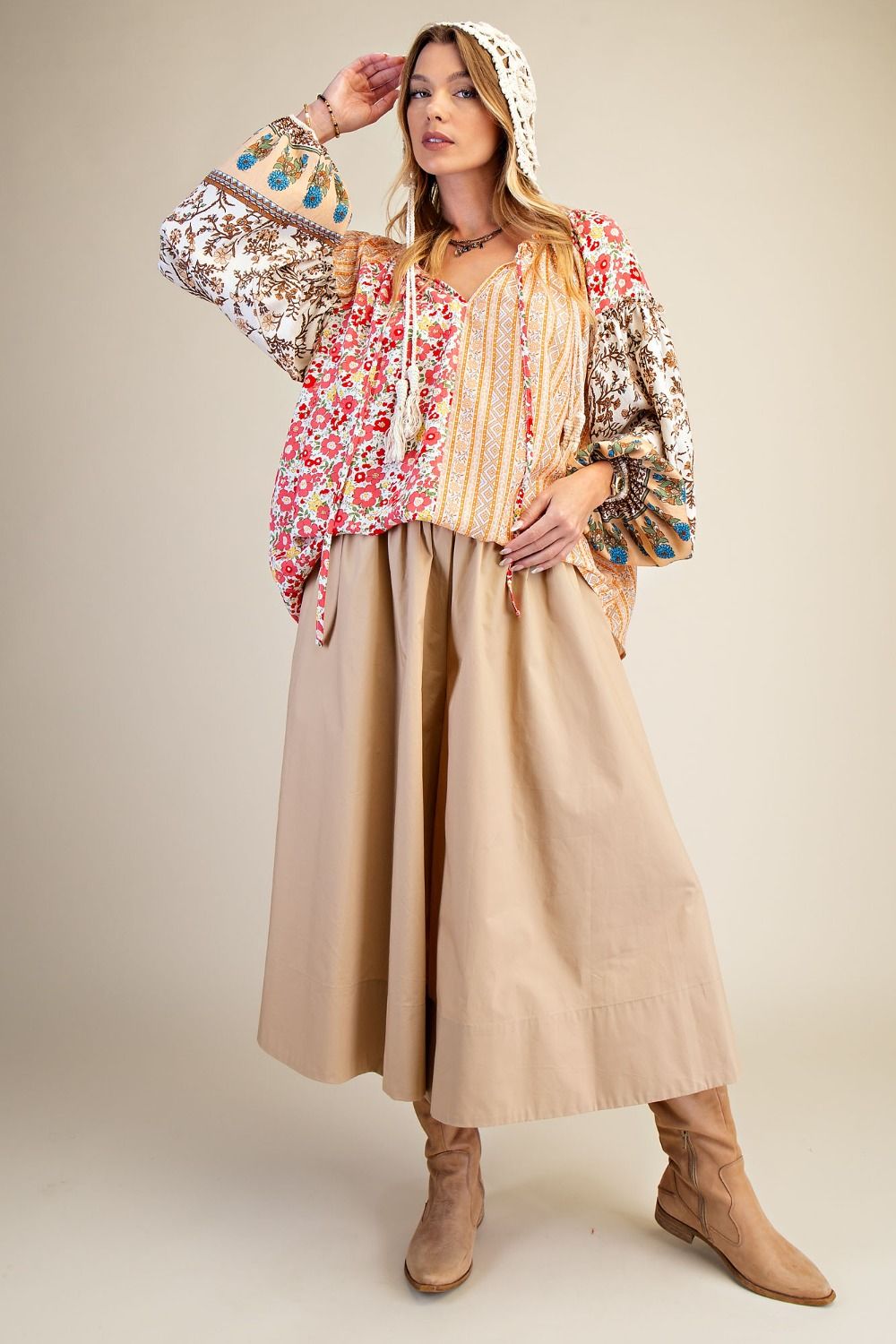Easel Mix n Match Printed Top in Coral