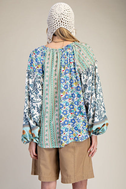 Easel Mix n Match Printed Top in Green
