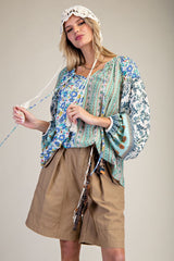 Easel Mix n Match Printed Top in Green