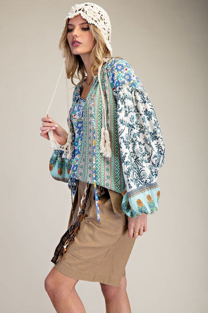 Easel Mix n Match Printed Top in Green