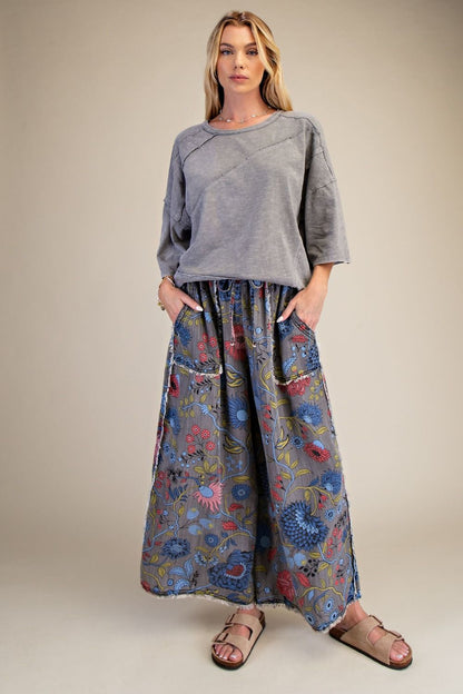 Easel OVERSIZED Mineral Washed Cotton Top in Grey