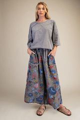 Easel OVERSIZED Mineral Washed Cotton Top in Grey