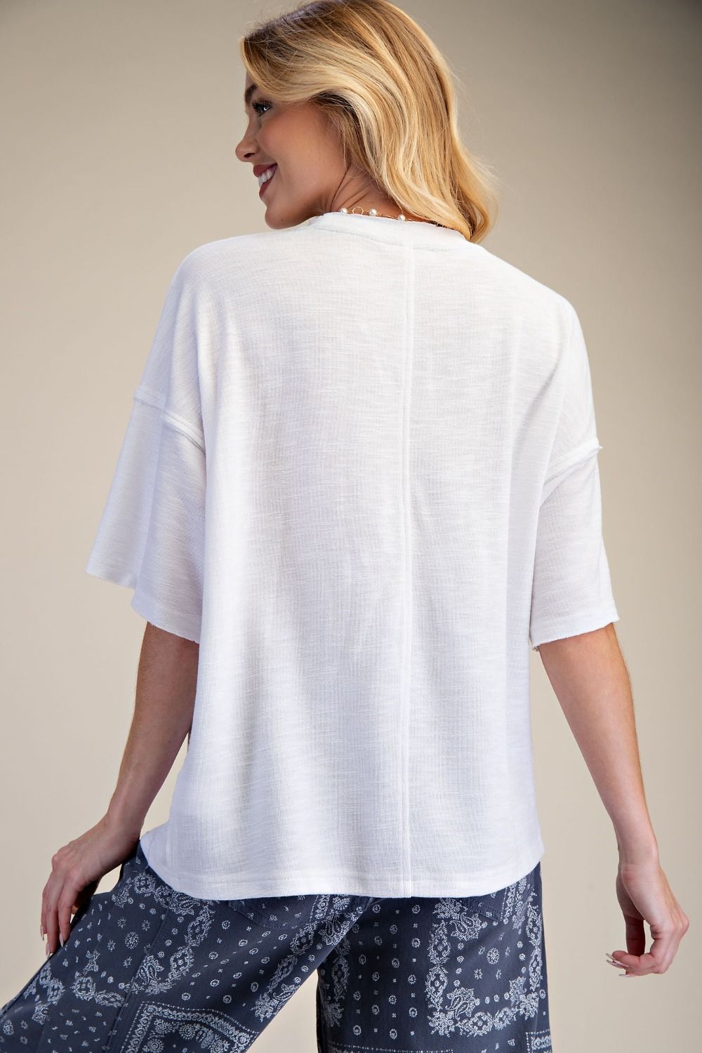 Easel Bandana Flower Top in White