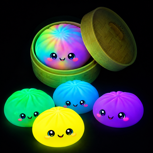 Glow in the Dark Squishy Dumplings Toy – 4" Mystery Collectible Squeeze Toy