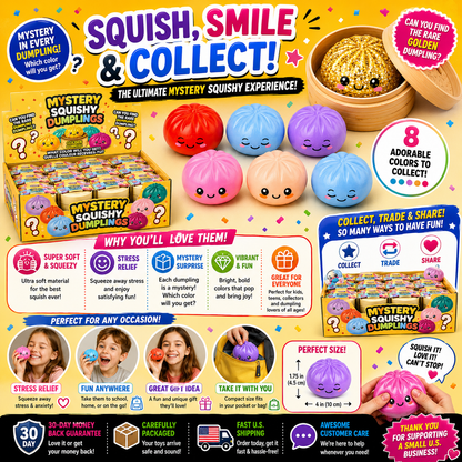 4" Squishy Dumplings Toy – Assorted Colors Mystery Squeeze Collectible